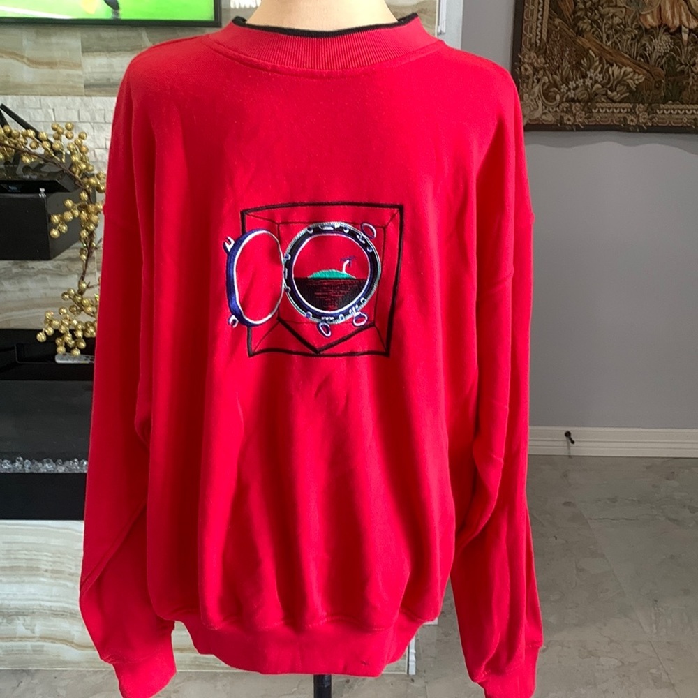 London Fog Vintage‎ Red Pull Over Sweater. Size XL